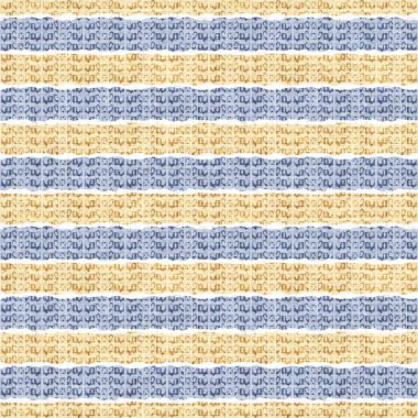 Kusursuz Fransız kırsal mutfak çizgili kumaş deseni. Mavi sarı beyaz yatay çizgili arka plan. Batik Boyası Kaynak Stili Kırsal Örgü Cottagecore Tekstili