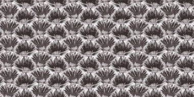 Fransız gri botanik yaprağı, iki tonluk kır evi motifli dikişsiz sınır. Basit bir kırsal kumaş tekstil etkisi. İlkel, eski püskü, şık mutfak bezi tasarımı.