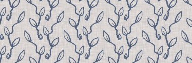 Fransız mavi botanik yaprağı, iki tonluk kır evi motifli, dikişsiz sınır. Basit bir kırsal kumaş tekstil etkisi. İlkel, eski püskü, şık mutfak bezi tasarımı.