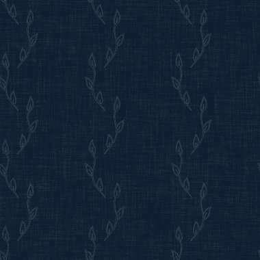 Koyu mavi yaprak boya bloğu deseni. Japon erkeksi boro etkisi kusursuz tekstil arka planı. Ses tonu bozuk wabi sabi nakış stili.