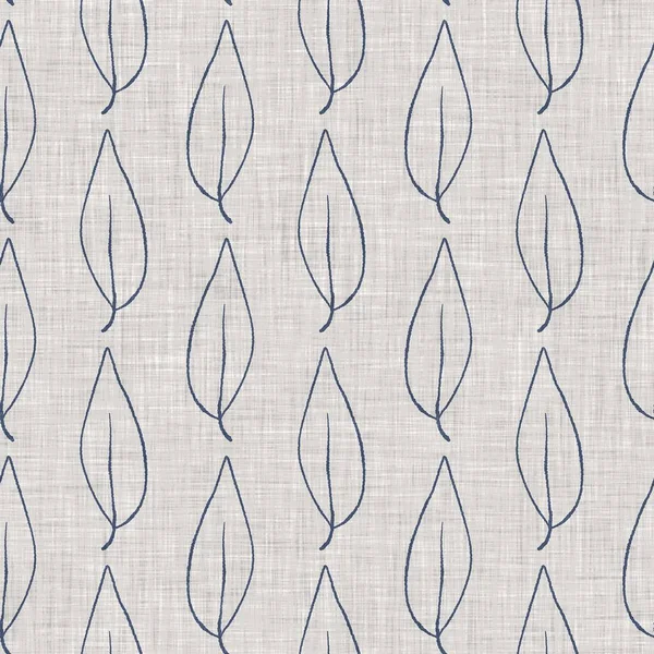 Fransız mavi botanik yaprağı keten desenli ve 2 tonluk kır evi motifli. Basit bir kırsal kumaş tekstil etkisi. İlkel, eski püskü, şık mutfak bezi tasarımı.