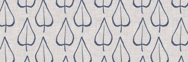 Fransız mavi botanik yaprağı, iki tonluk kır evi motifli, dikişsiz sınır. Basit bir kırsal kumaş tekstil etkisi. İlkel, eski püskü, şık mutfak bezi tasarımı.