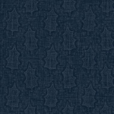 Koyu mavi yaprak boya bloğu deseni. Japon erkeksi boro etkisi kusursuz tekstil arka planı. Ses tonu bozuk wabi sabi nakış stili.