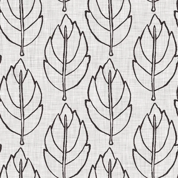 Fransız gri botanik yapraklı keten desenli, 2 tonluk kır evi motifli. Basit bir kırsal kumaş tekstil etkisi. İlkel, eski püskü, şık mutfak bezi tasarımı.