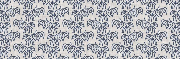 Fransız mavi botanik yaprağı, iki tonluk kır evi motifli, dikişsiz sınır. Basit bir kırsal kumaş tekstil etkisi. İlkel, eski püskü, şık mutfak bezi tasarımı.