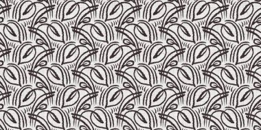 Fransız gri botanik yaprağı, iki tonluk kır evi motifli dikişsiz sınır. Basit bir kırsal kumaş tekstil etkisi. İlkel, eski püskü, şık mutfak bezi tasarımı.