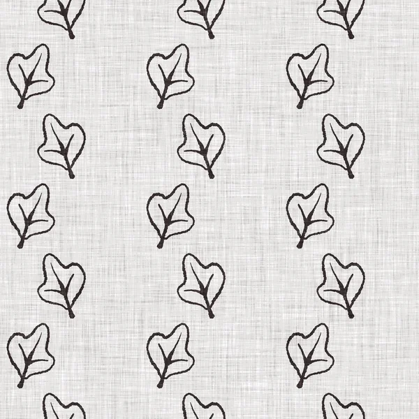 Fransız gri botanik yapraklı keten desenli, 2 tonluk kır evi motifli. Basit bir kırsal kumaş tekstil etkisi. İlkel, eski püskü, şık mutfak bezi tasarımı.