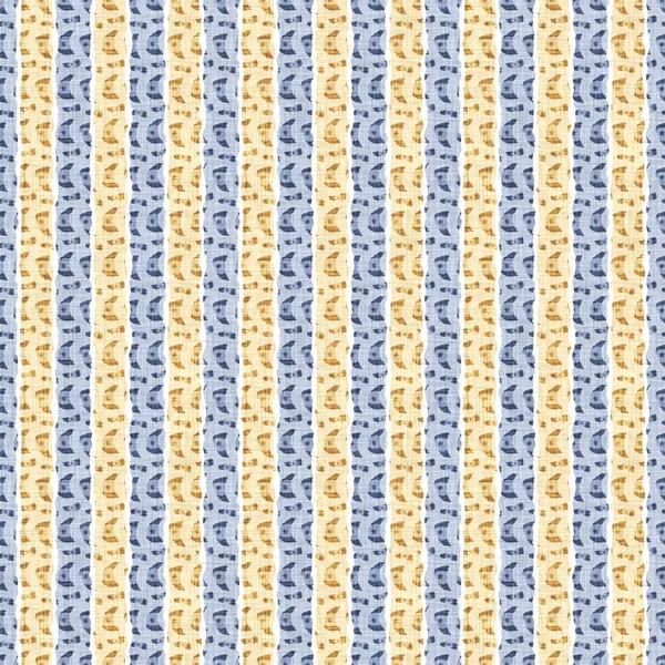 Płynny Francuski Kraj Kuchnia Paski Wzór Tkaniny Druku Niebieski Żółty — Zdjęcie stockowe