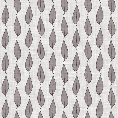 Fransız gri botanik yapraklı keten desenli, 2 tonluk kır evi motifli. Basit bir kırsal kumaş tekstil etkisi. İlkel, eski püskü, şık mutfak bezi tasarımı.