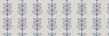 Fransız mavi botanik yaprağı, iki tonluk kır evi motifli, dikişsiz sınır. Basit bir kırsal kumaş tekstil etkisi. İlkel, eski püskü, şık mutfak bezi tasarımı.