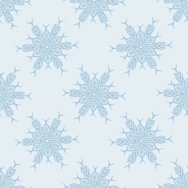 Noel dondurulmuş kar tanesi kusursuz vektör deseni. Ambalaj kağıdı, Xmas, buzlu duvar kağıdı için erkeksi kar grafiği tasarımı