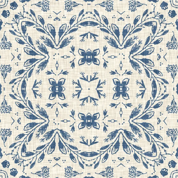 Patrón Tela Estampada Francesa Floral Azul Para Estilo Decoración Casera —  Fotos de Stock