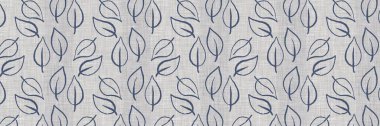 Fransız mavi botanik yaprağı, iki tonluk kır evi motifli, dikişsiz sınır. Basit bir kırsal kumaş tekstil etkisi. İlkel, eski püskü, şık mutfak bezi tasarımı.