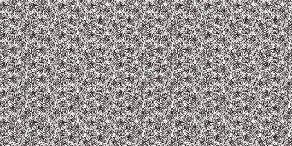 Fransız gri botanik yaprağı, iki tonluk kır evi motifli dikişsiz sınır. Basit bir kırsal kumaş tekstil etkisi. İlkel, eski püskü, şık mutfak bezi tasarımı.