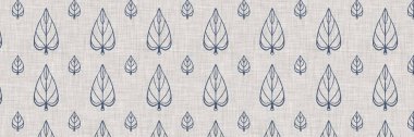 Fransız mavi botanik yaprağı, iki tonluk kır evi motifli, dikişsiz sınır. Basit bir kırsal kumaş tekstil etkisi. İlkel, eski püskü, şık mutfak bezi tasarımı.
