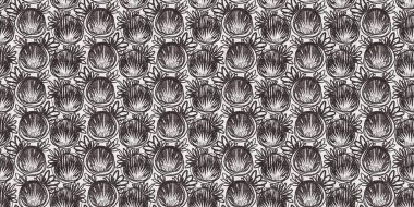 Fransız gri botanik yaprağı, iki tonluk kır evi motifli dikişsiz sınır. Basit bir kırsal kumaş tekstil etkisi. İlkel, eski püskü, şık mutfak bezi tasarımı.