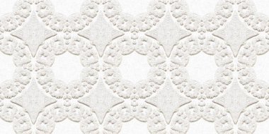 Beyaz keten dantel efekt sınır arka planı. Asgari stil düğün açılışı kurdele deseni. Kusursuz 3d dantelli efekt modern kağıt kenar bandı