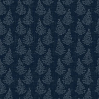 Koyu mavi yaprak boya bloğu deseni. Japon erkeksi boro etkisi kusursuz tekstil arka planı. Ses tonu bozuk wabi sabi nakış stili.