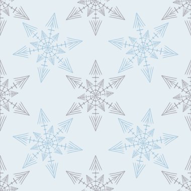 Noel dondurulmuş kar tanesi kusursuz vektör deseni. Ambalaj kağıdı, Xmas, buzlu duvar kağıdı için erkeksi kar grafiği tasarımı