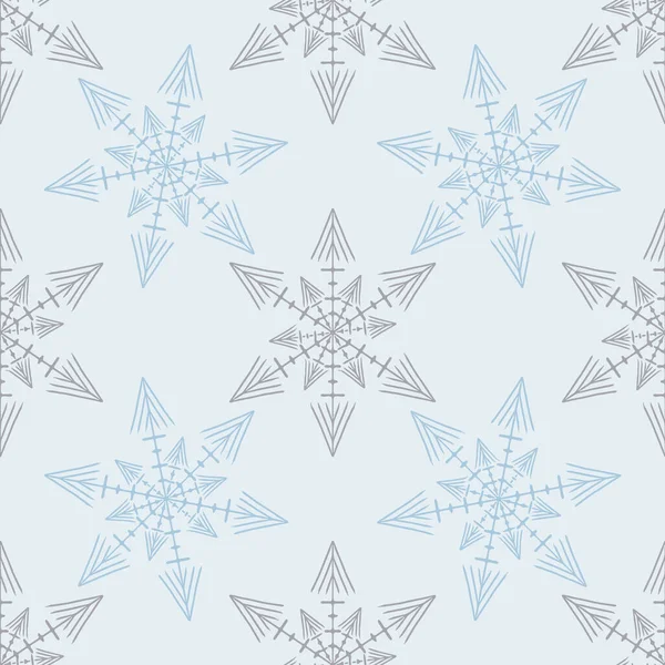 Kerst Bevroren Sneeuwvlok Naadloze Vector Patroon Mannelijke Winter Sneeuw Grafisch — Stockvector