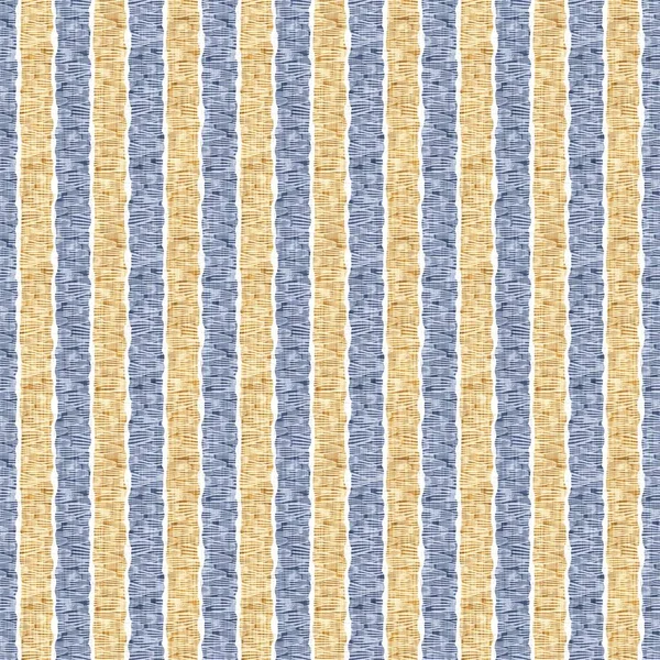 Seamless French Country Kitchen Stripe Fabric Pattern Print Blue Yellow — Stock Photo, Image