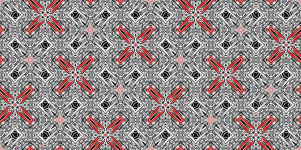 Red black seamless arabesque bandana border pattern. Modern masculine fashion neckerchief geometric scarf edging trim. Abstract endless graphic tape banner