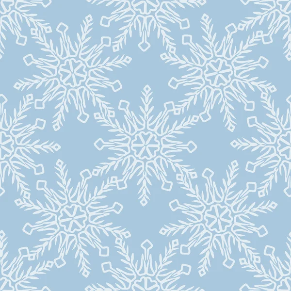 Christmas Frozen Snowflake Seamless Vector Pattern Masculine Winter Snow Graphic — Stock Vector