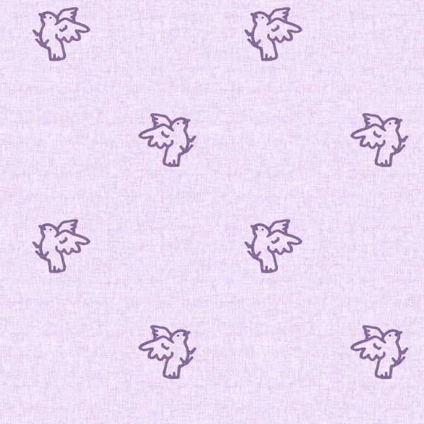 Gender neutral bird in sky seamless raster purple background. Simple whimsical 2 tone pattern. Kids nursery wallpaper or scandi all over print