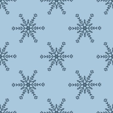 Noel dondurulmuş kar tanesi kusursuz vektör deseni. Ambalaj kağıdı, Xmas, buzlu duvar kağıdı için erkeksi kar grafiği tasarımı