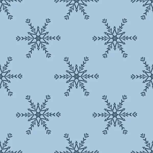 Julen Frusen Snöflinga Sömlös Vektor Mönster Maskulin Vinter Snö Grafisk — Stock vektor
