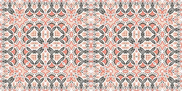 Moderne Boho Geometrische Bloemen Quilt Stijl Naadloze Rand Patroon Shabby — Stockfoto