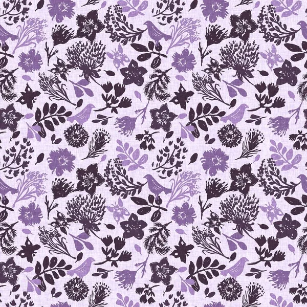 Gender neutral bird in sky seamless raster purple background. Simple whimsical 2 tone pattern. Kids nursery wallpaper or scandi all over print