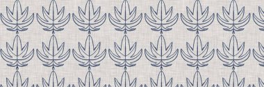Fransız mavi botanik yaprağı, iki tonluk kır evi motifli, dikişsiz sınır. Basit bir kırsal kumaş tekstil etkisi. İlkel, eski püskü, şık mutfak bezi tasarımı.