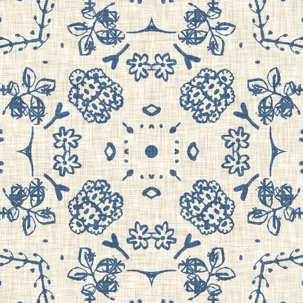 Patrón Tela Estampada Francesa Floral Azul Para Estilo Decoración Casera — Foto de Stock