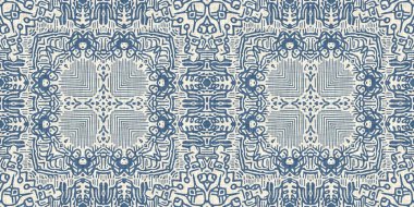 Fransız mavisi keten rengi geometrik sınır desenini etkiler. Klasik 2 tonlu Avrupa nötr gri örülmüş tekstil kurdelesi eski püskü ev dekoru için. Köy çiftliği mutfak kenarı bant