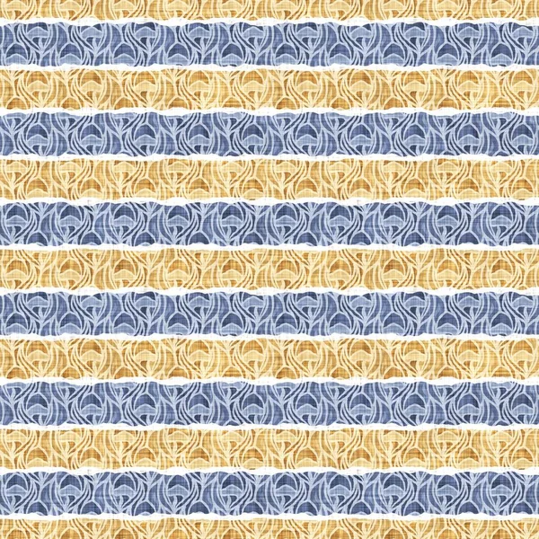 Naadloze Franse Land Keuken Streep Stof Patroon Print Blauw Geel — Stockfoto