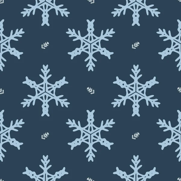 Julen Frusen Snöflinga Sömlös Vektor Mönster Maskulin Vinter Snö Grafisk — Stock vektor
