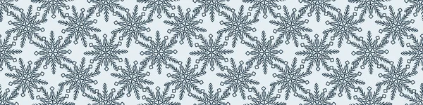 Weihnachten Gefrorene Schneeflocke Nahtlose Vektorgrenze Maskuline Winterschnee Grafik Für Geschenkpapier — Stockvektor