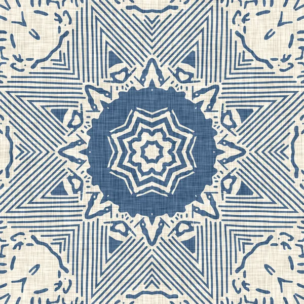 Frans Blauw Linnen Effect Geometrisch Patroon Klassieke Kleuren Europees Neutraal — Stockfoto