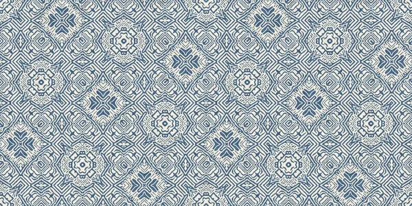 French blue linen effect geometric border pattern. Classic 2 tone European neutral grey woven textile ribbon trim for shabby chic home decor. Country farmhouse kitchen edging band tape