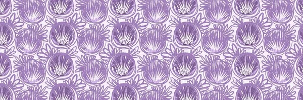 Gender Neutral Floral Flower Seamless Raster Border Simple Purple Whimsical — Stock Photo, Image
