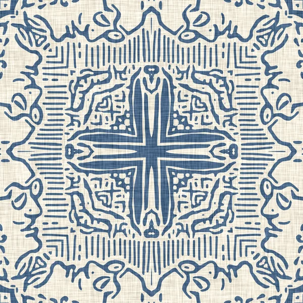 Fantasia Geometrica Effetto Lino Blu Francese Classic Tono Europeo Neutro — Foto Stock