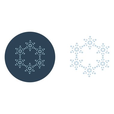 Noel kar tanesi dairesi çizim vektör motifi. Bayram, kostüm ve buz gibi ikon için maskülen kar grafiği. El çizimi Aralık karlı altı köşeli yıldız