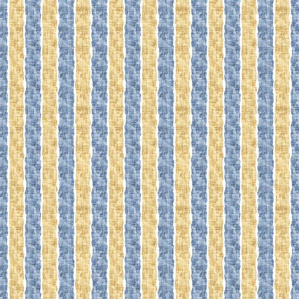 Seamless French Country Kitchen Stripe Fabric Pattern Print Blue Yellow — Stock Photo, Image