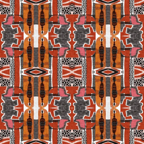 Brown Safari Animal Print Patchwork Stripe Seamless Pattern Natural Quilt — Stock Photo, Image