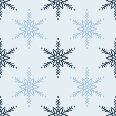 Noel dondurulmuş kar tanesi kusursuz vektör deseni. Ambalaj kağıdı, Xmas, buzlu duvar kağıdı için erkeksi kar grafiği tasarımı