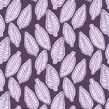 Cinsiyet olarak nötr mor botanik yaprak, dikişsiz raster arka plan. Basit, kaprisli, 2 tonlu bir model. Çocuk bezi duvar kâğıdı ya da her yerde skandal var.