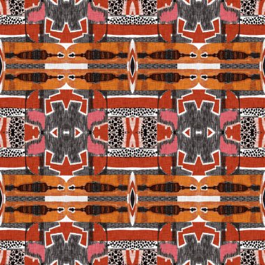 Kahverengi safari hayvan desenli yama çizgili, pürüzsüz desen. Kahverengi baskılı kumaş efektli doğal yorgan çarpışması. Modern etnik kabile soyutlaması. Afrika doğrusal yamalı arka plandan esinlendi