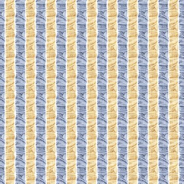 Kusursuz Fransız kırsal mutfak çizgili kumaş deseni. Mavi sarı, beyaz, dikey çizgili arka plan. Batik Boyası Kaynak Stili Kırsal Örgü Cottagecore Tekstili