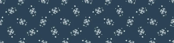 Weihnachten Gefrorene Schneeflocke Nahtlose Vektorgrenze Maskuline Winterschnee Grafik Für Geschenkpapier — Stockvektor